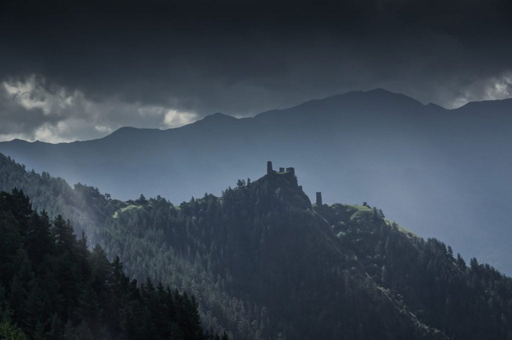 Ominous Castle in Tusheti National Park Georgia