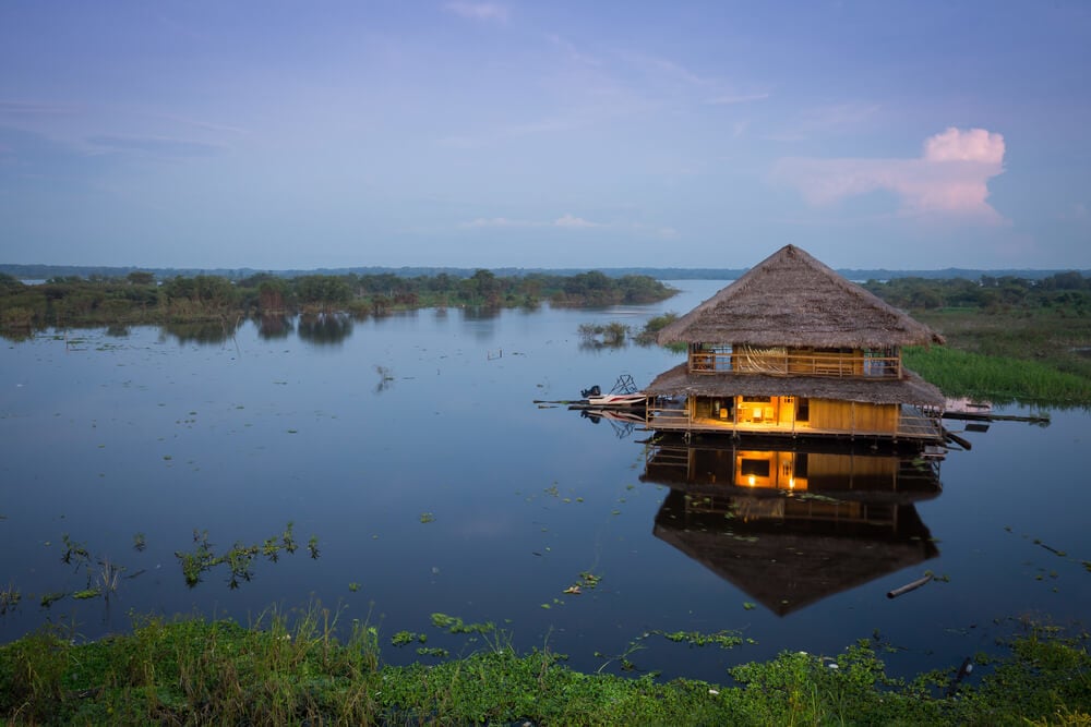 A floating lodge in the Amazon
