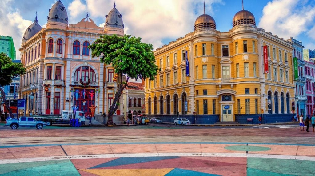 Colorful Colonial Architecture in Recife Brazil