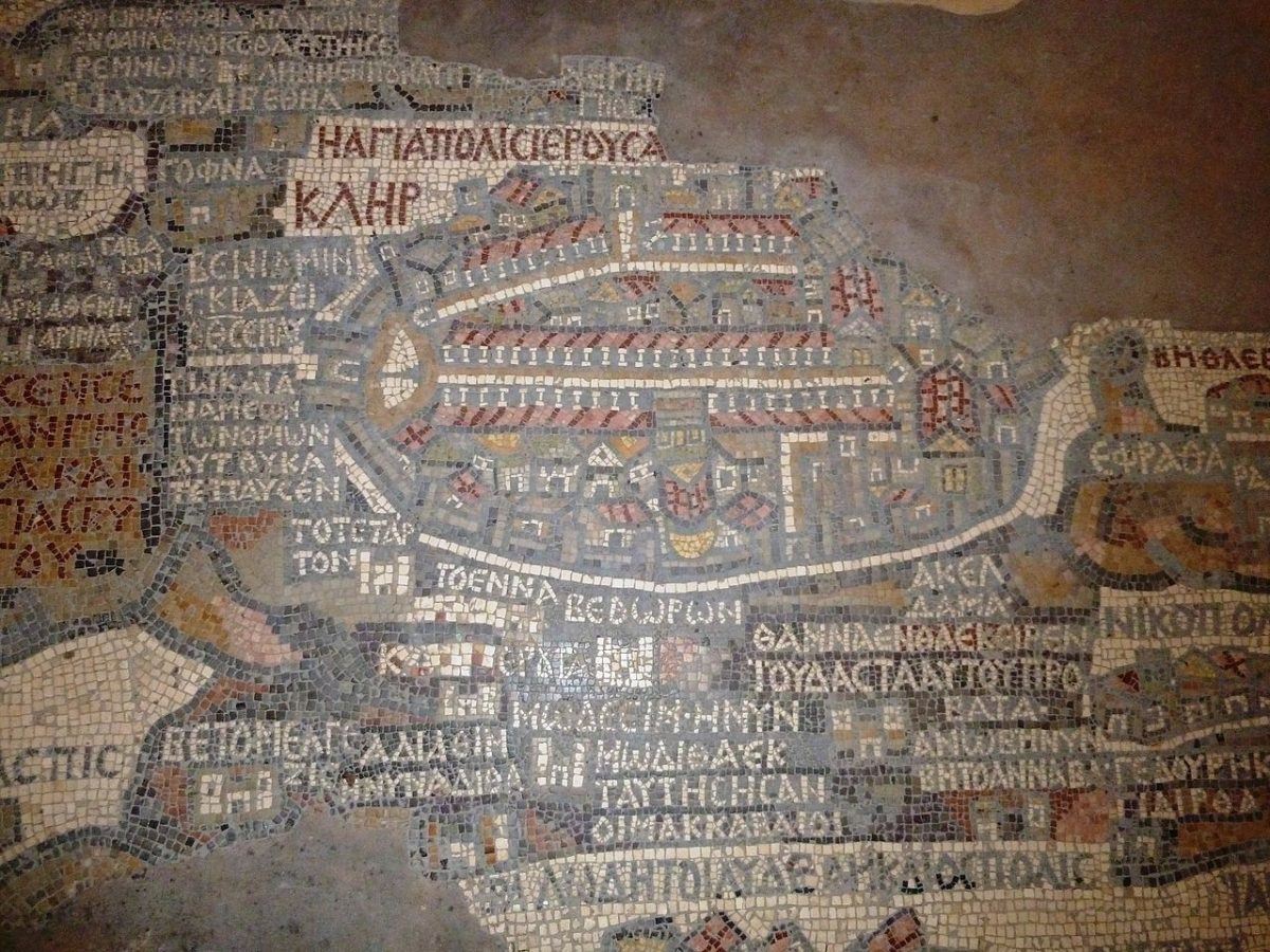 madaba map in st george church jordan