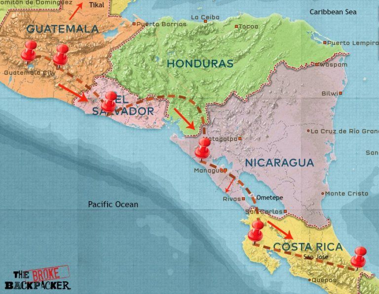 Backpacking Central America (2021 Travel Guide) - Ca Map 3 768x595