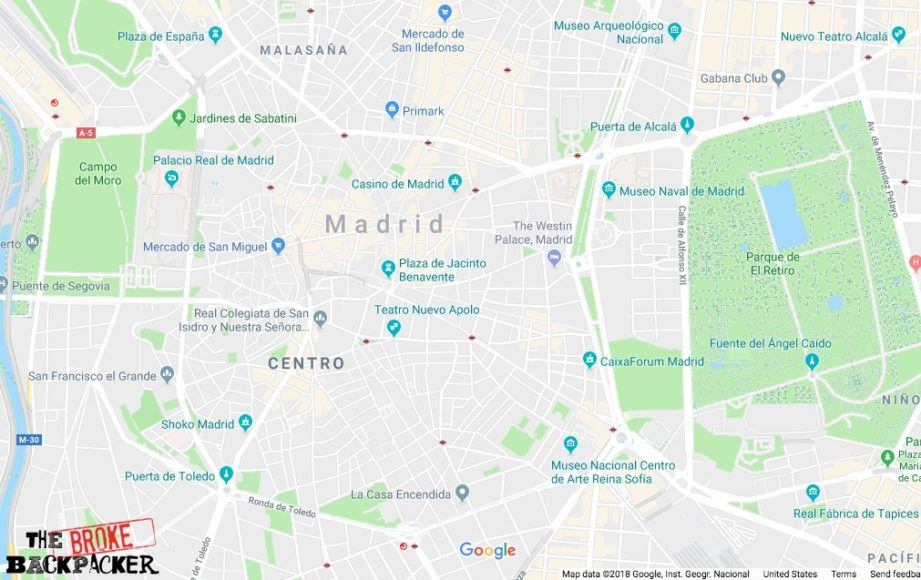 Backpacking Madrid The ULTIMATE Madrid Travel Guide 2024   MAdrid Map 921x580 