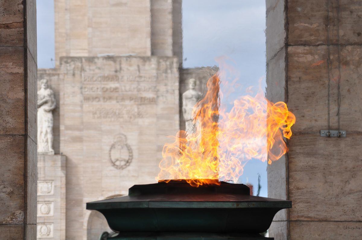 Eternal flame at the National Monument rosario argentina