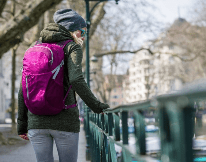 A woman with one of the best urban daypacks