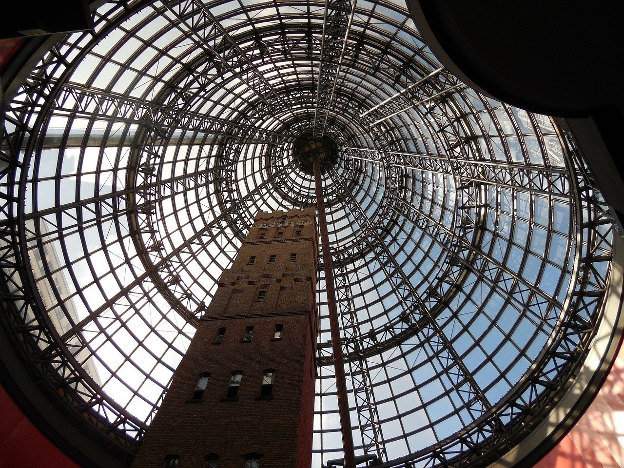The iconic glass dome of the Melbourne Central Shopping Centre.
