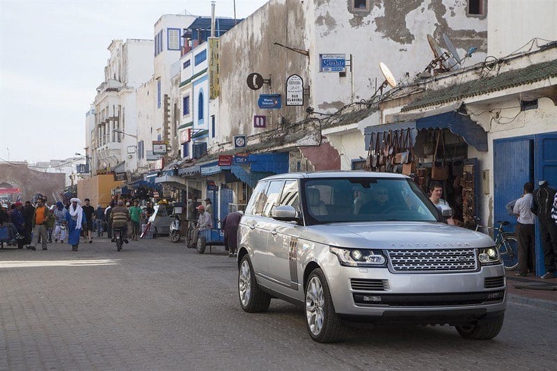 A bustling dangerous street in Morocco
