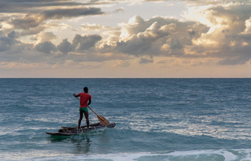 fisherman in mozambique going to sea