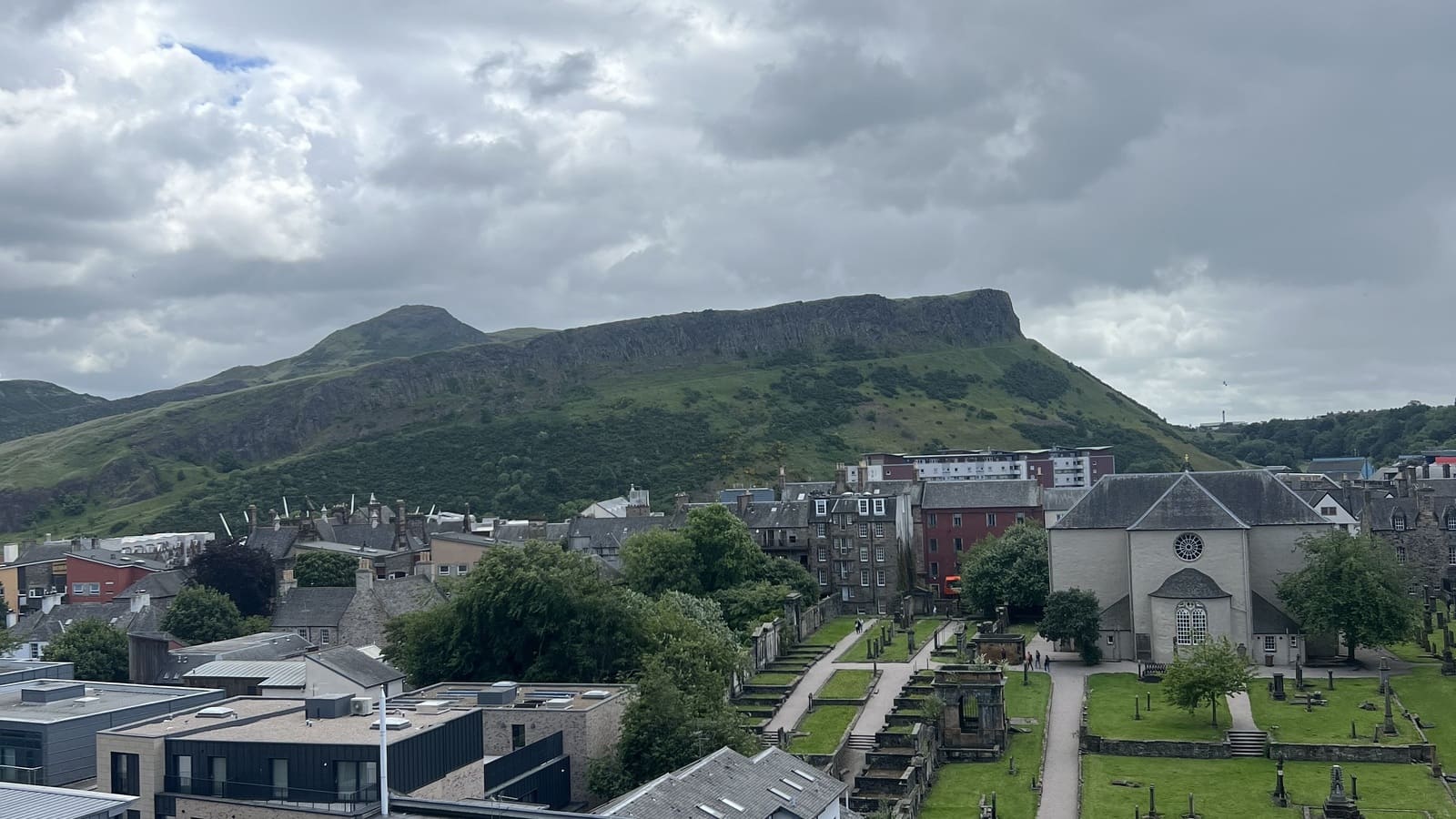 the view of arthurs seat from calton hill, edinburgh 