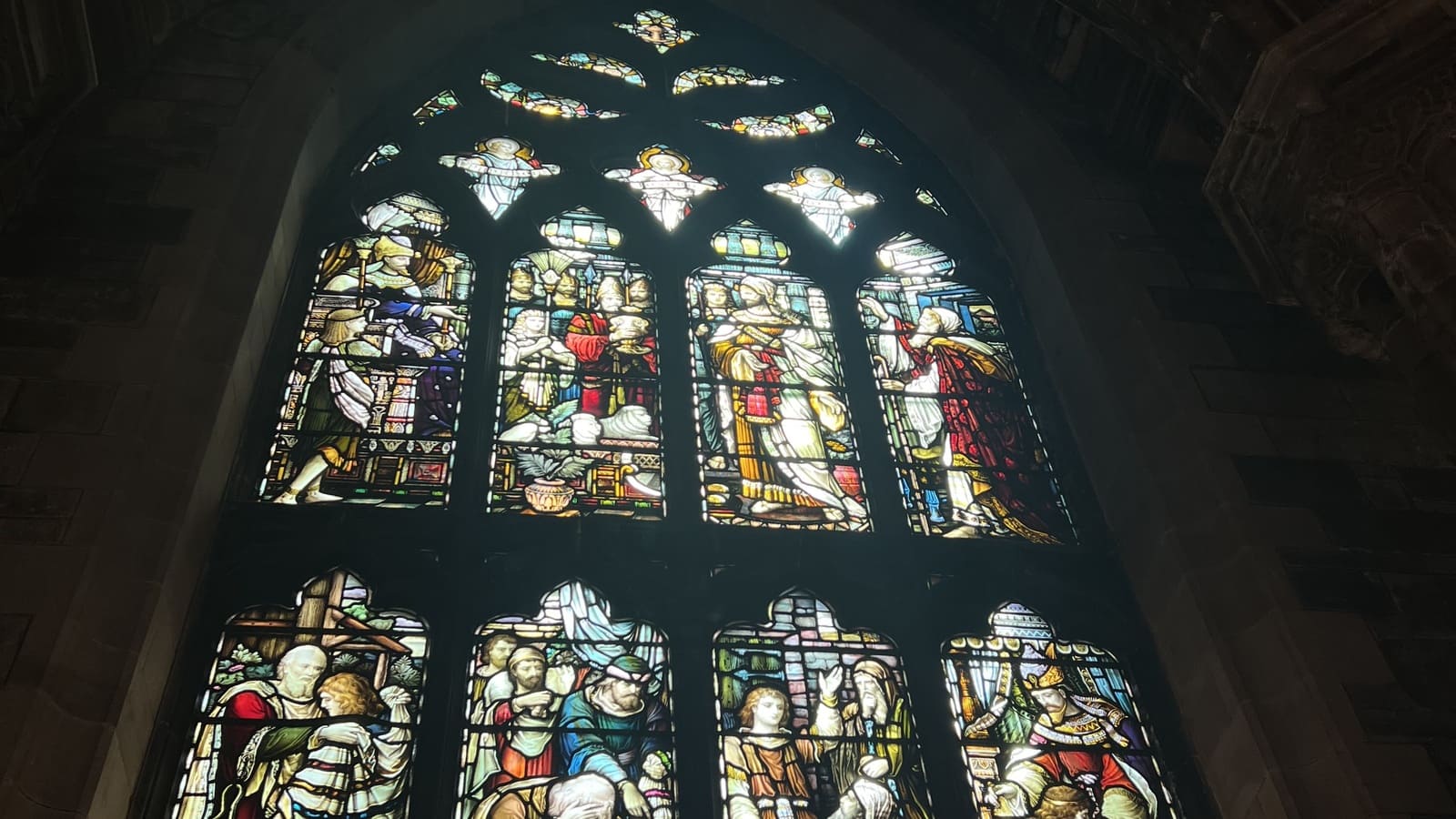 stained glass window in st giles cathedral, edinburgh