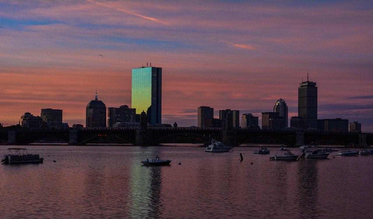 boston harbor sunset