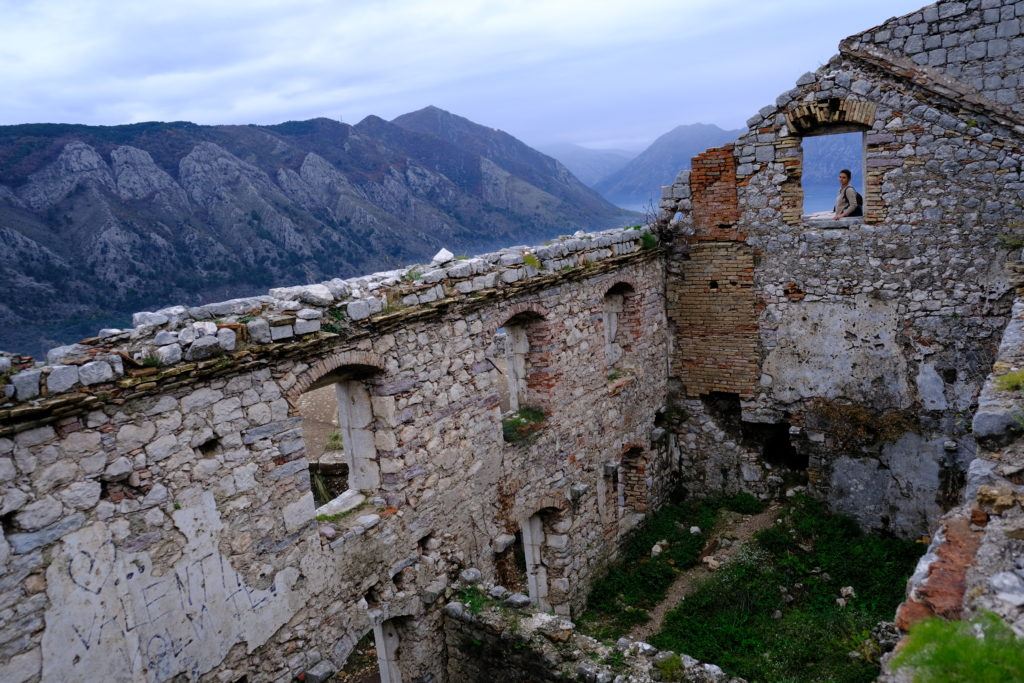 Exploring the Kotor Fortress while backpacking croatia