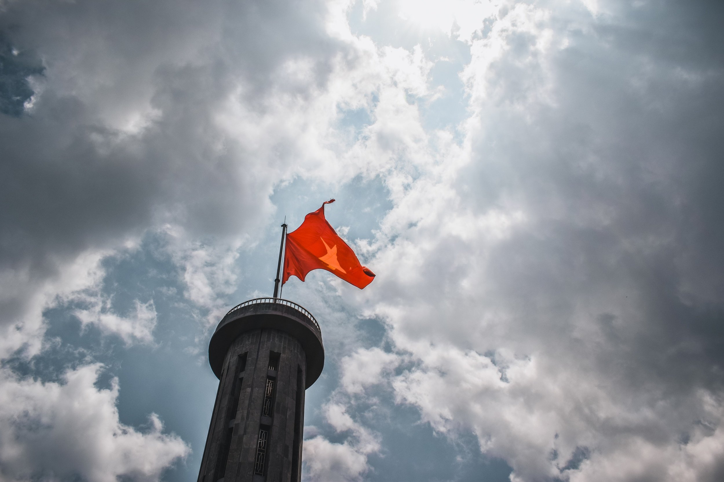 Flag pole on Ha-Giang Loop in Vietnam