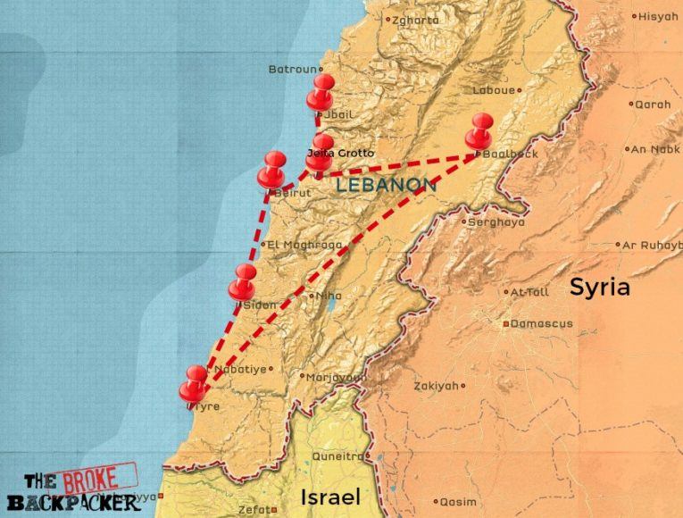 Backpacking Lebanon The ULTIMATE Lebanon Travel Guide 2024   Lebanon Map 1 765x580 