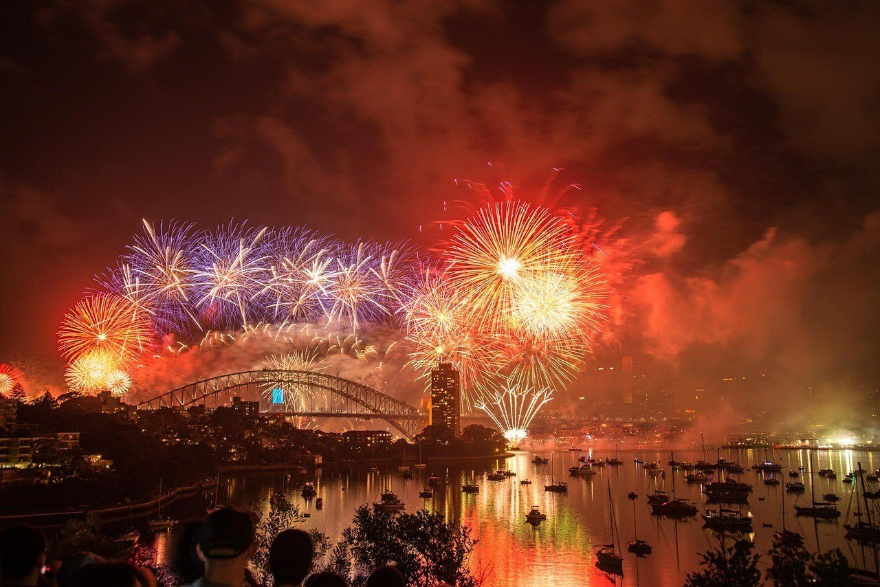 New Years Eve fireworks at Sydney Harbor Bridge