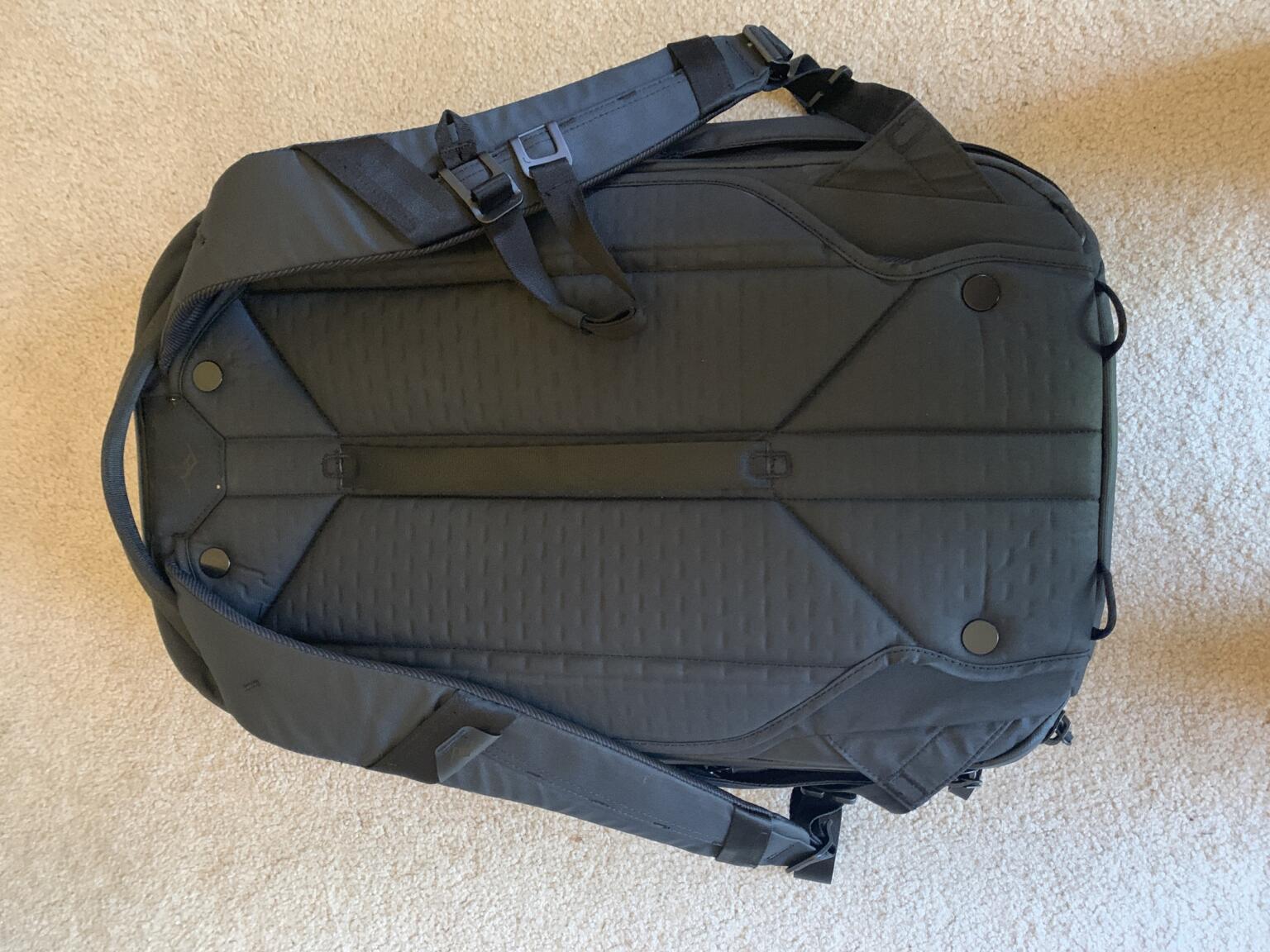 back panel for Peak Design travel backpack 45 L review