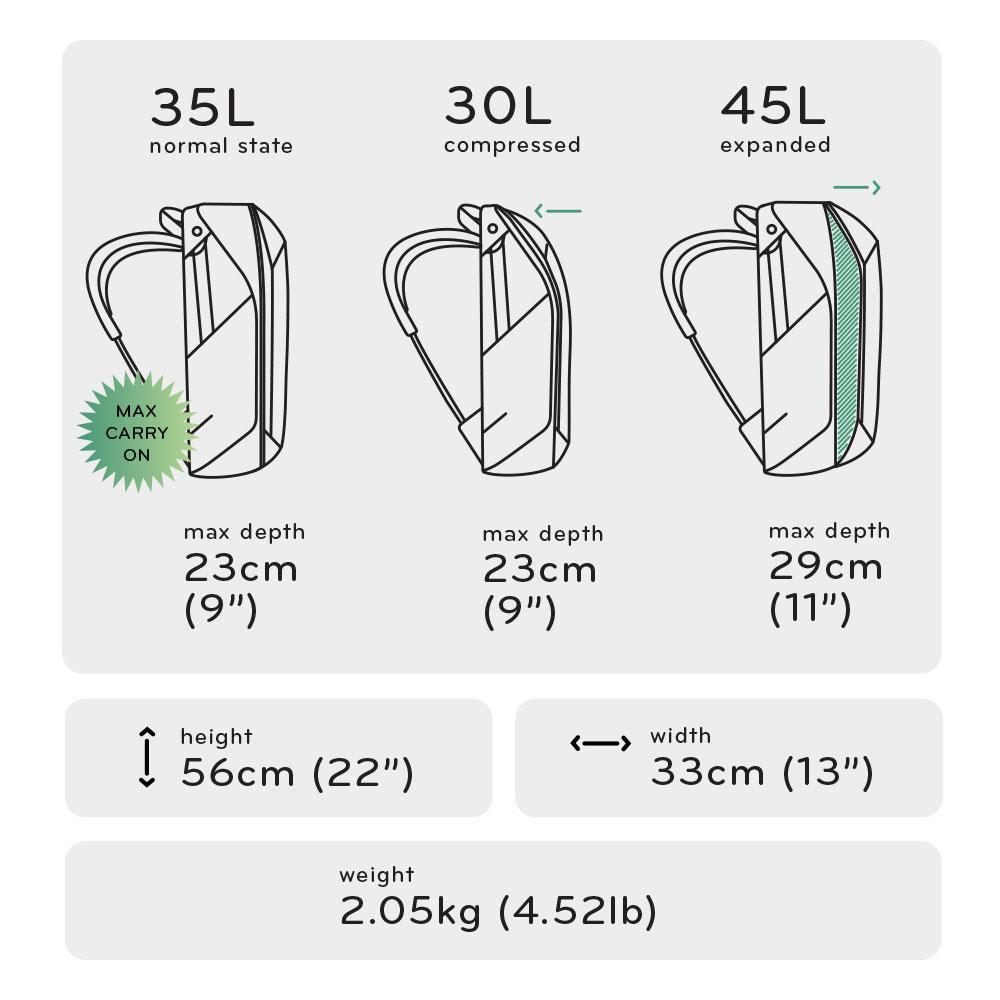 hiking pack sizes