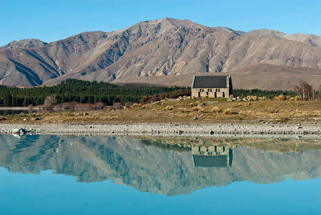 Church of the Good Shepard, Lake Tekapo - popular driving destination on South Island, New Zealand