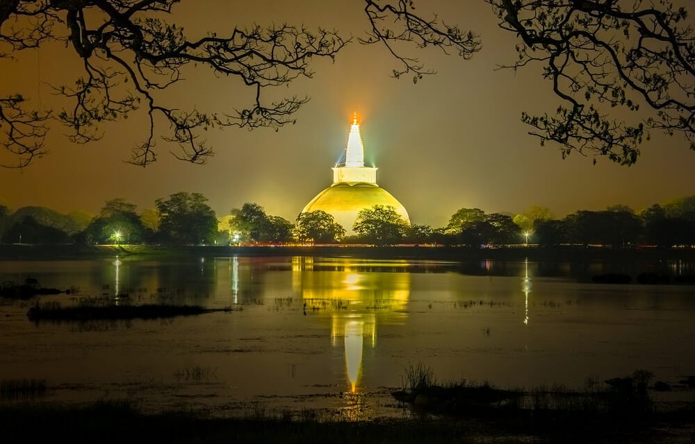 Anuradhapura temple lit up - a beautiful cultural attraction in Sri Lanka