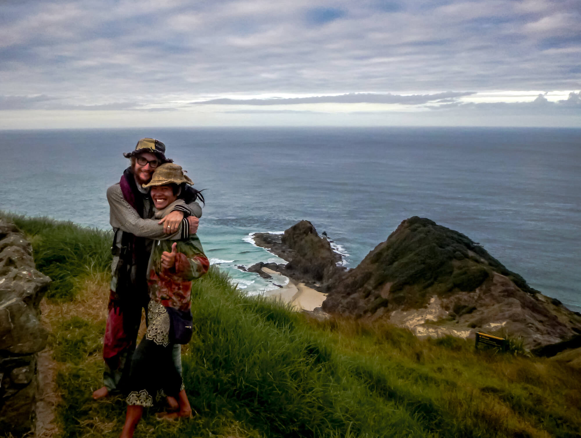 Cape Reinga, New Zealand - me and my first travel companion