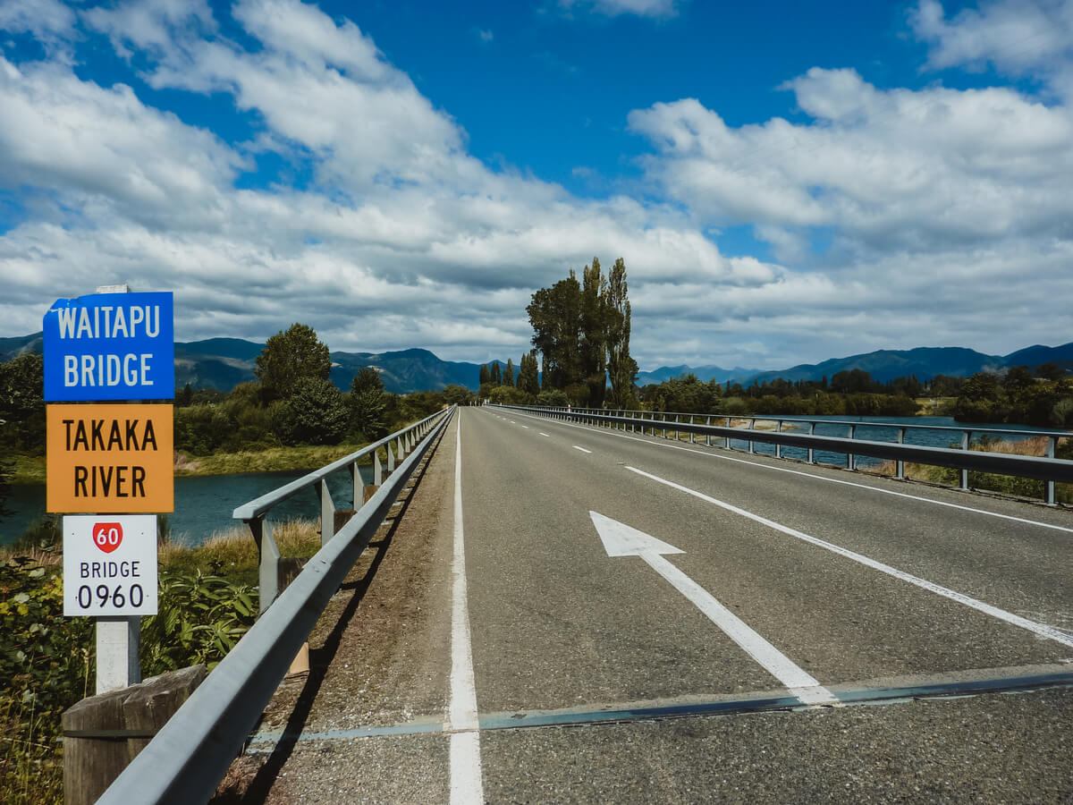 Bridge crossing when entering Golden Bay - one of the best drives in New Zealand's South Island