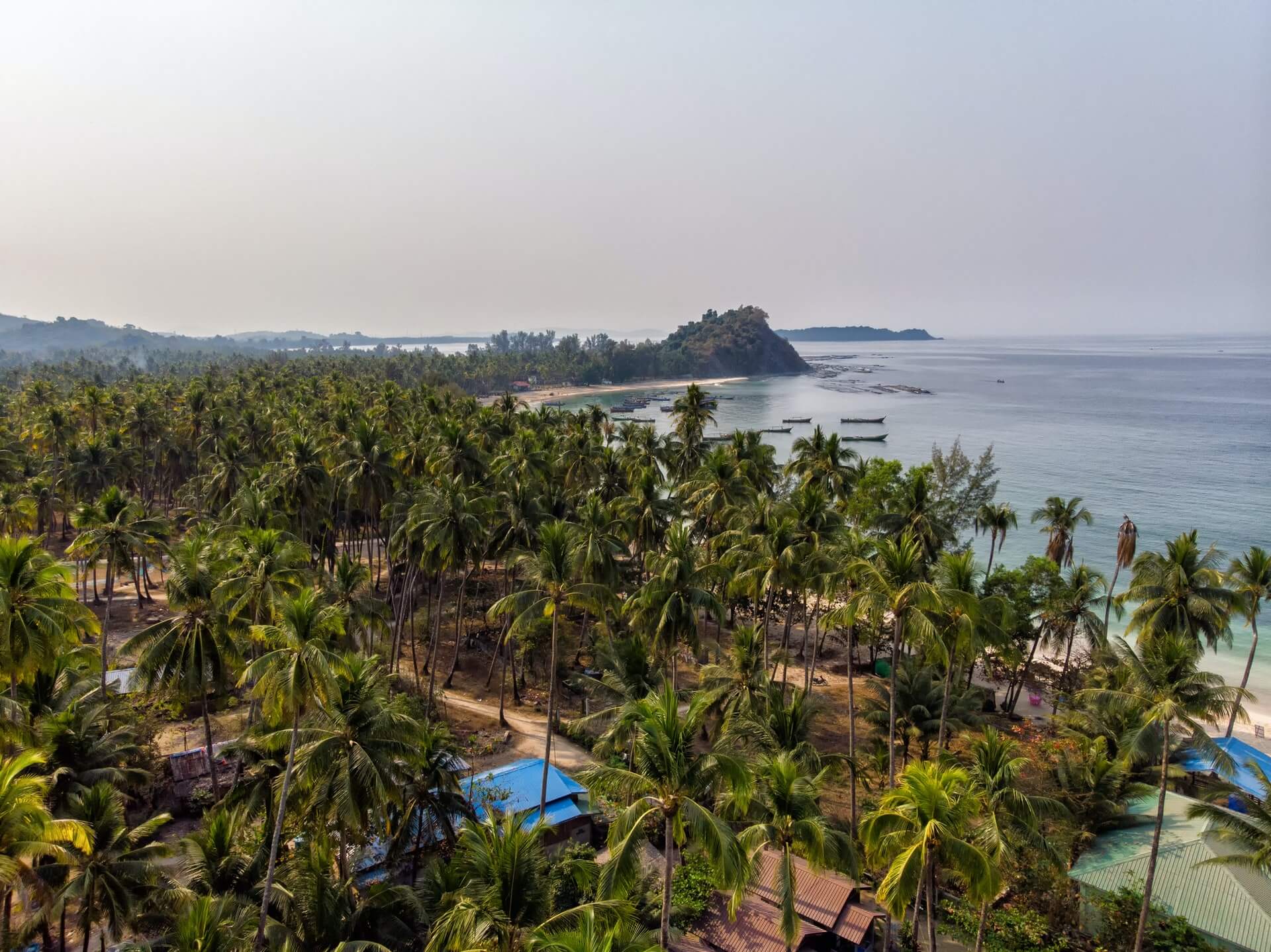 Aerial photograph of Ngapali Beach - beautiful beach in Myanmar