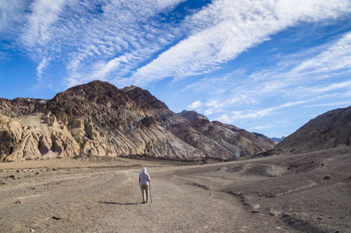 Man admiring vast Death Valley landscape.
