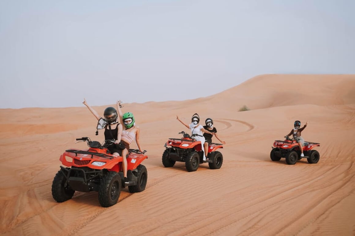 quad biking through the desert