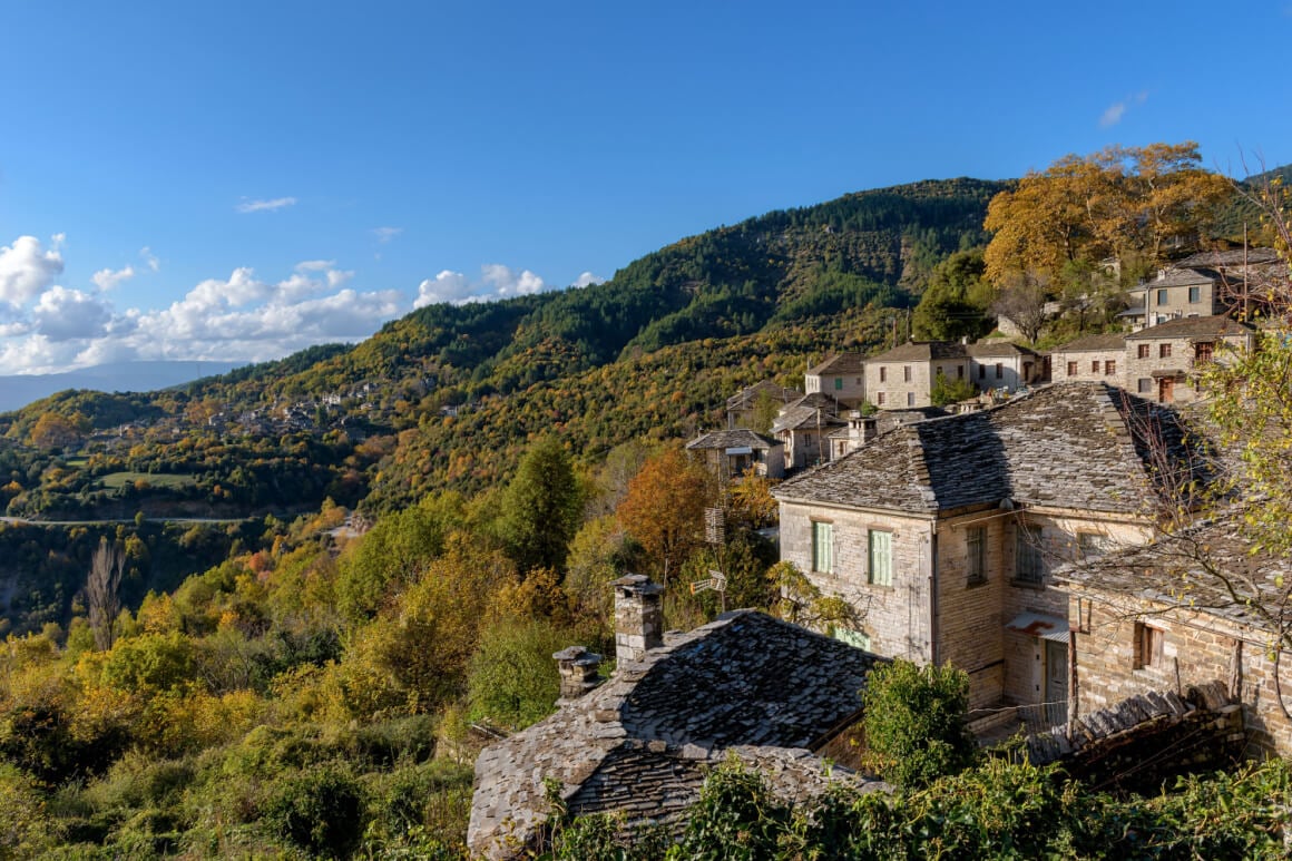View of the traditional village Mikro Papigo in Zagori