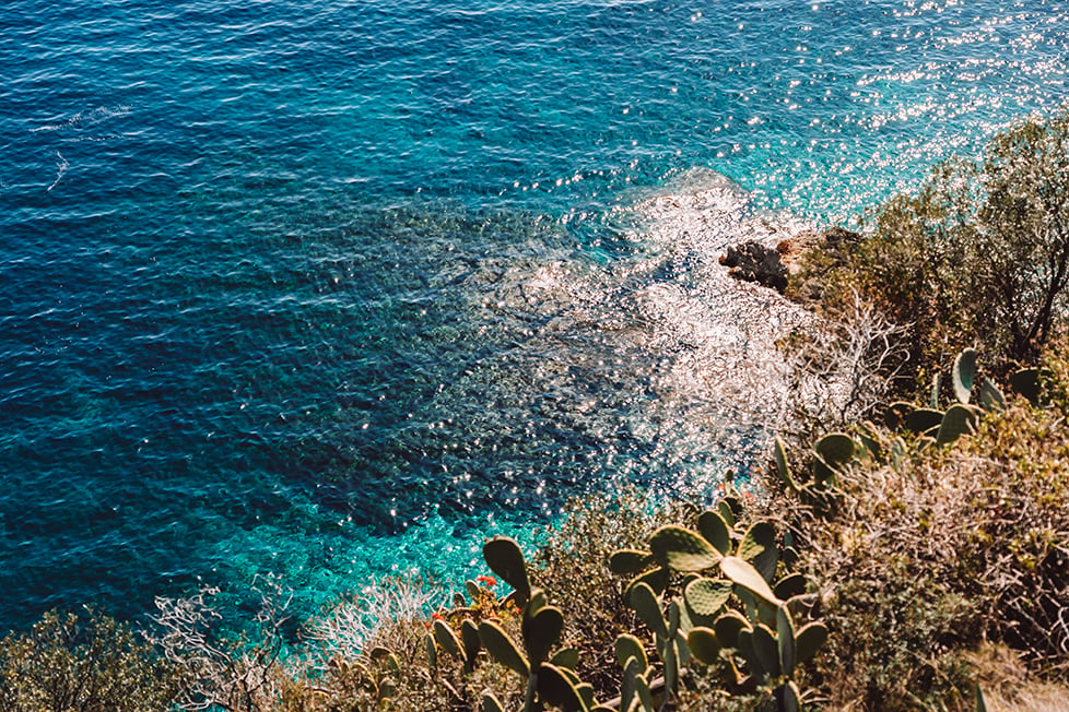 a beautiful blue azure sea in the south of France.