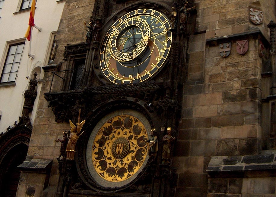 The details of the astronomical clock in Prague, Czech Republic.
