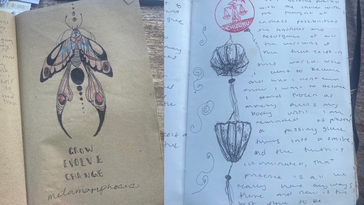 Doodles in a travel journal on Vietnam.