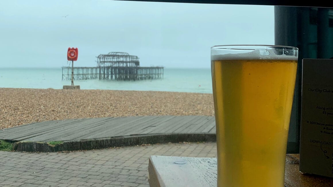 beer on Brighton beach