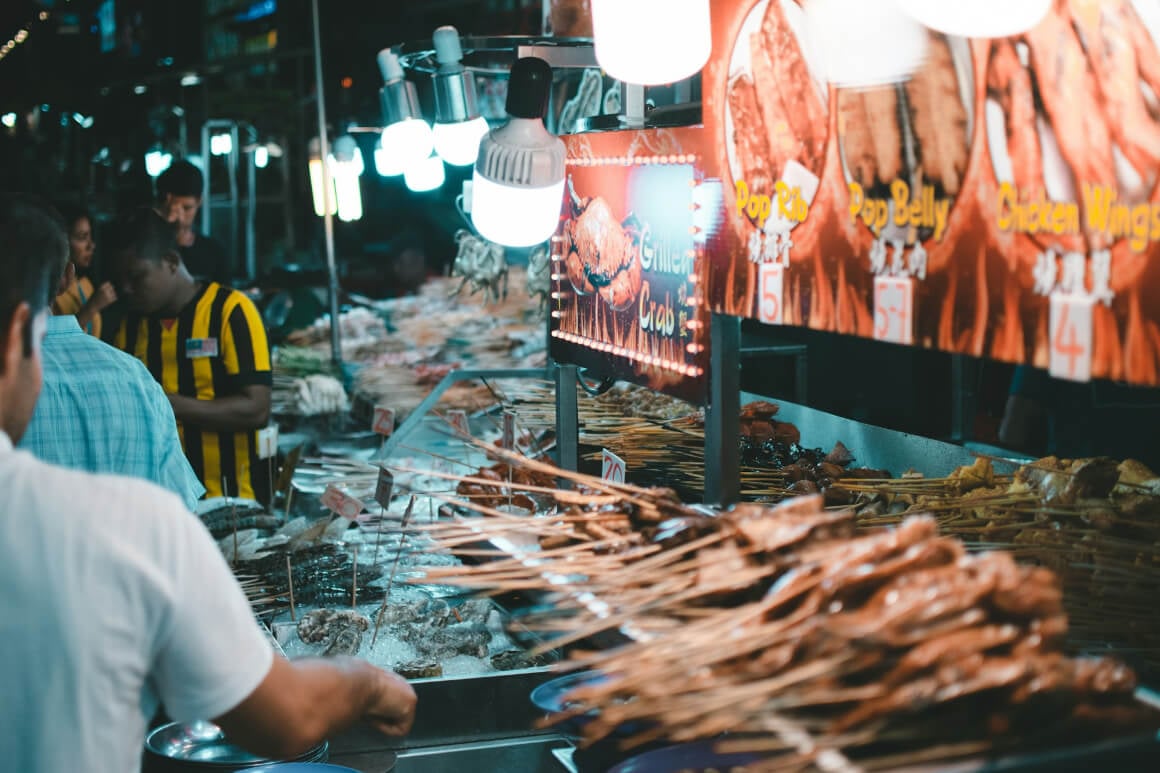 a street food stall on Gaya Street downtown Kota Kinabalu 