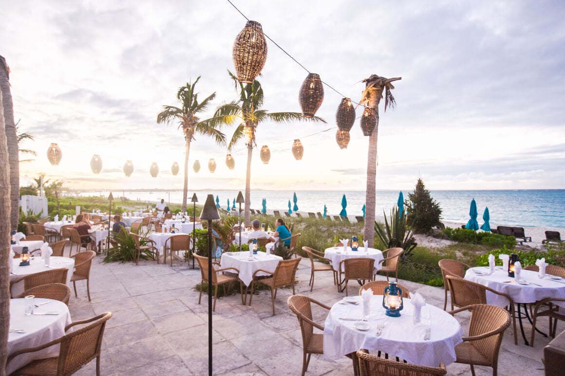 A beachfront restaurant in North Caicos