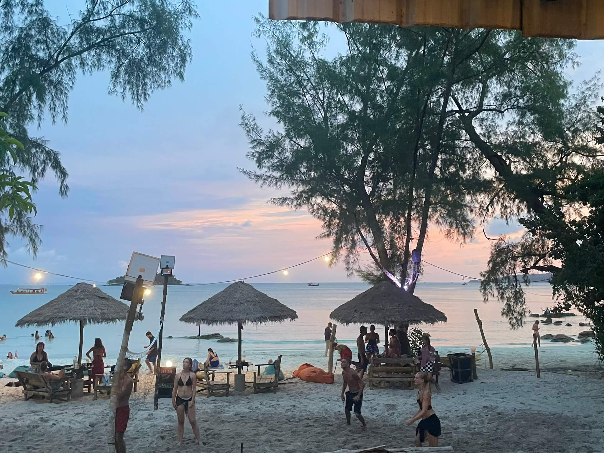 sunset on a beach in koh rong, cambodia