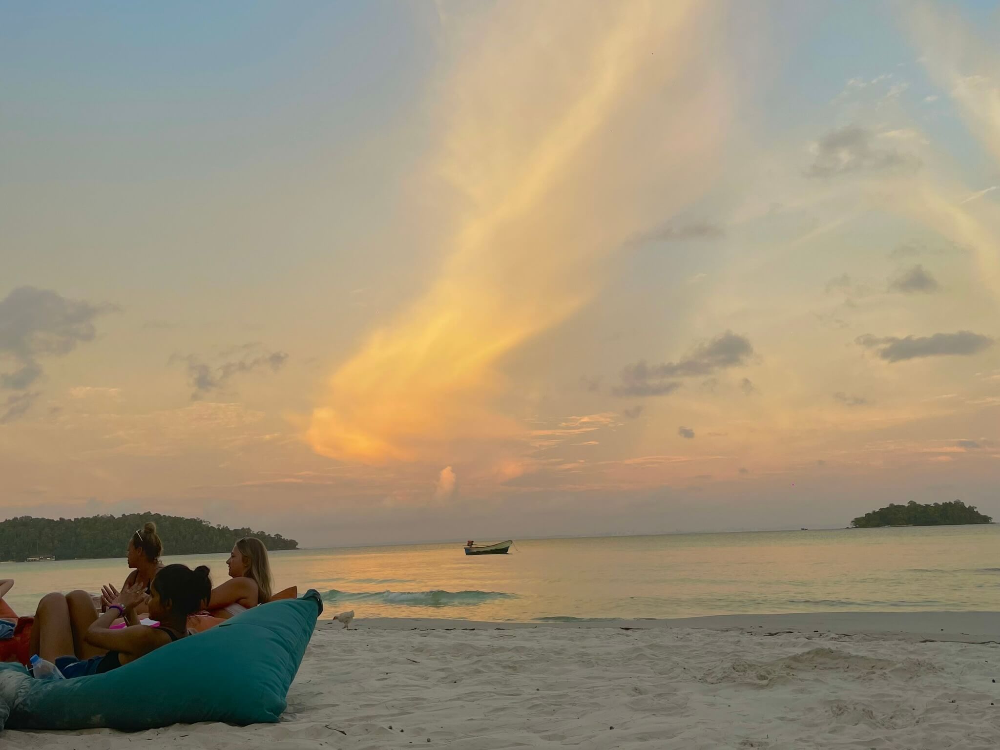 sunset on the beach in koh rong, cambodia