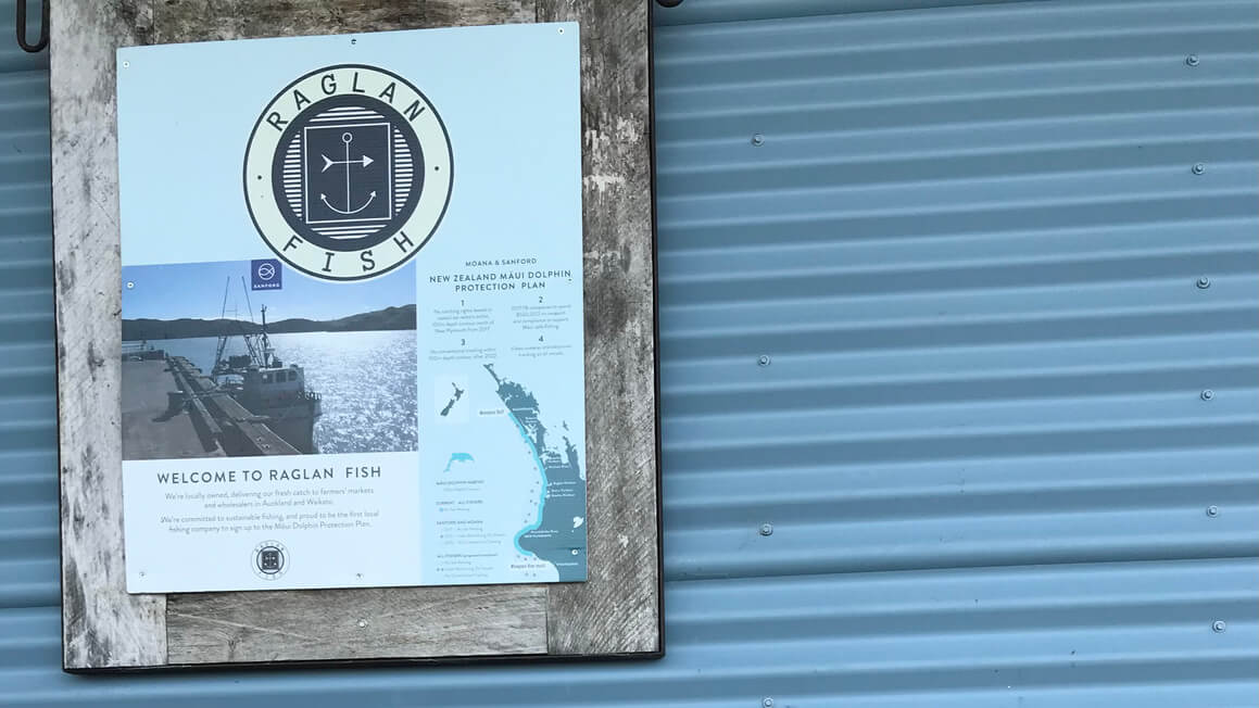 fish and chips sign in raglan, new zealand