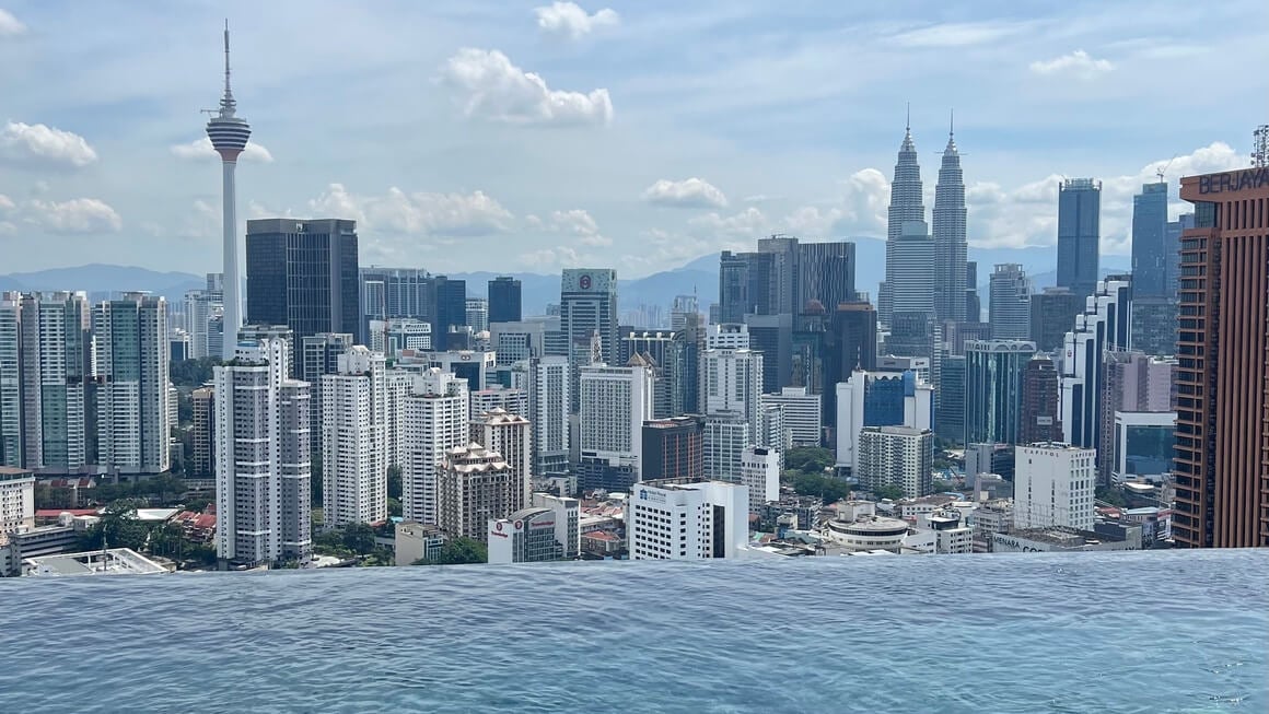 Kuala Lumpur City Skyline with infinity pool
