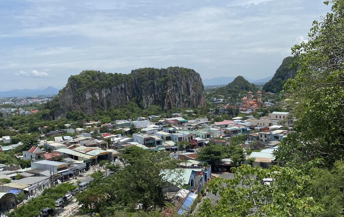 The view from the top of the Marble Mountains in Da Nang Vietnam.