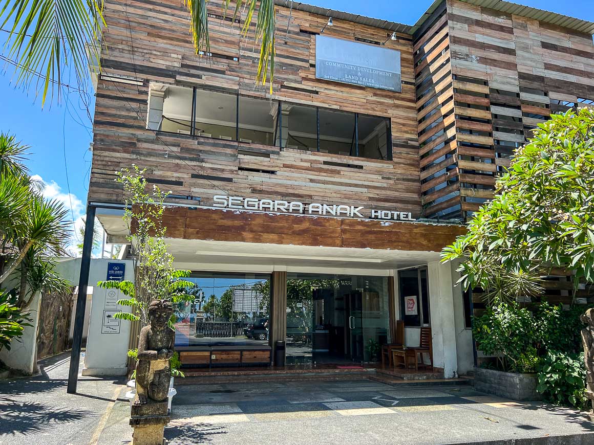 a shot of the outside of the three story south lombok coworking space on a sunny day on the island