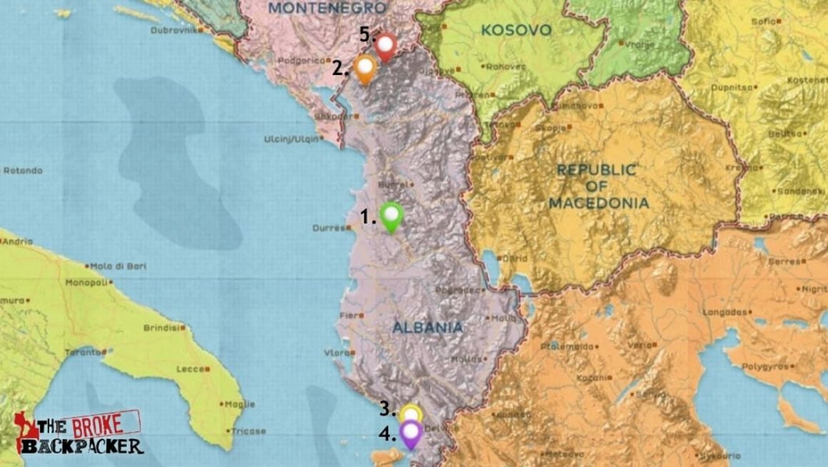 Map of Where to Stay in Albanua