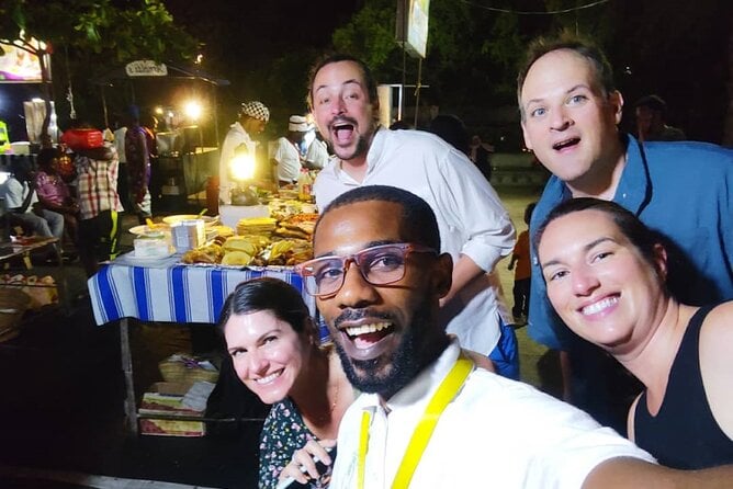 Selfie of people on a tour of the Forodhani Gardens Night Market