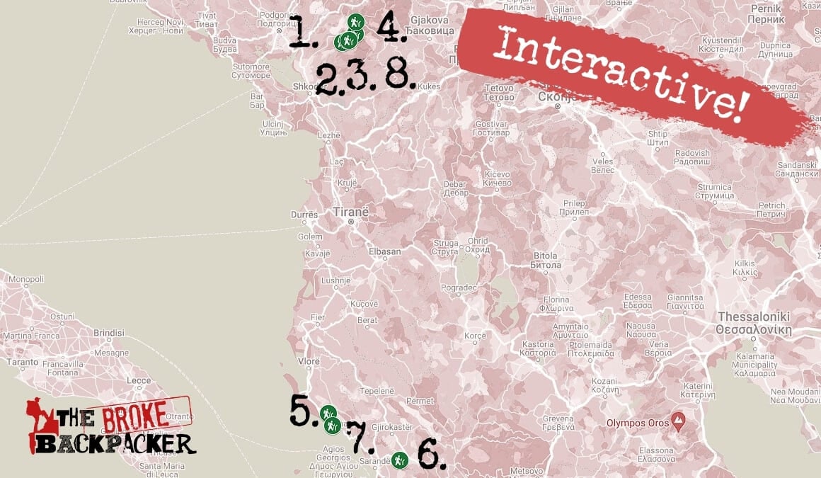 Hiking in Albania Map