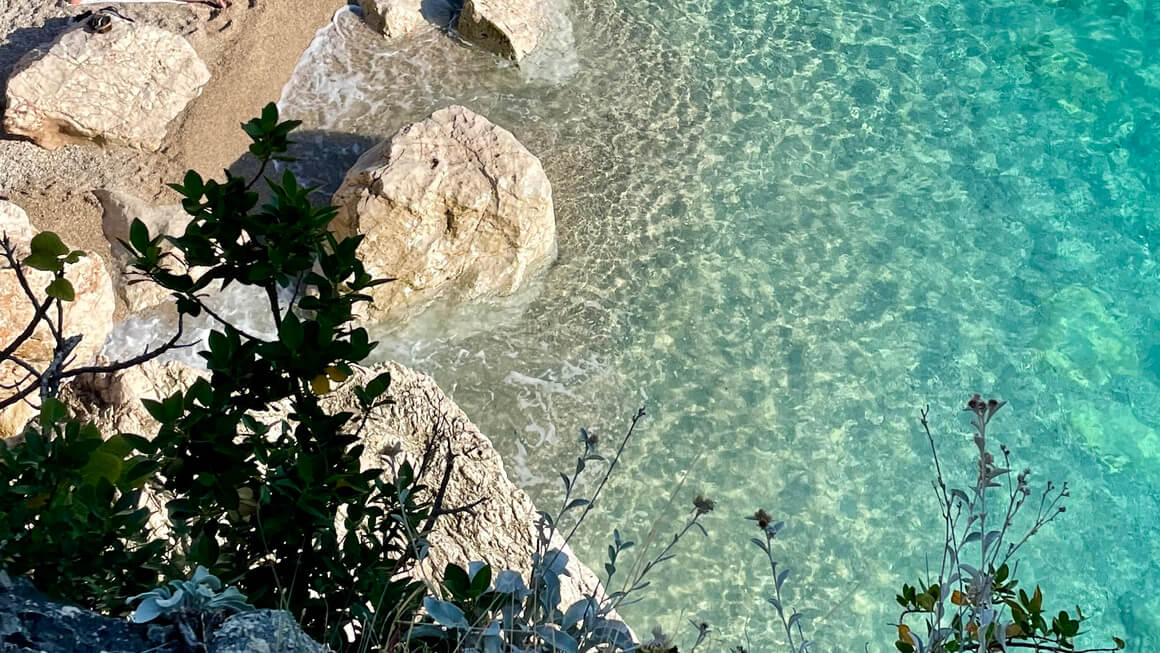 blue water and rocks in albanian beach