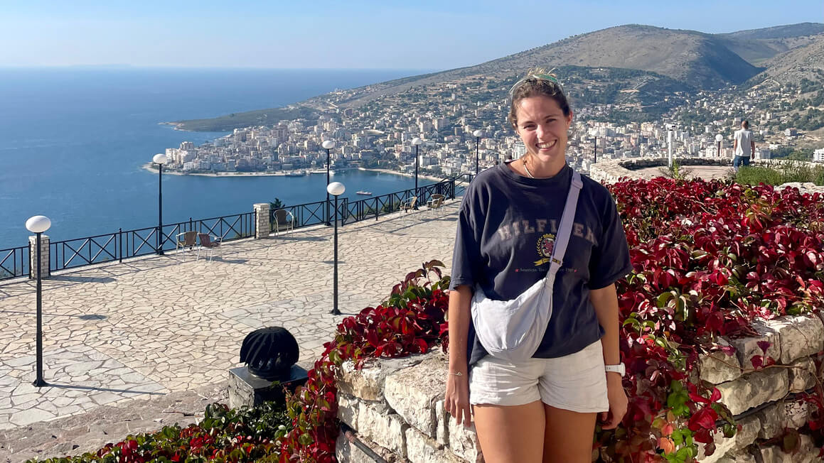 dani a the top of lekursi castle, saranda, albania