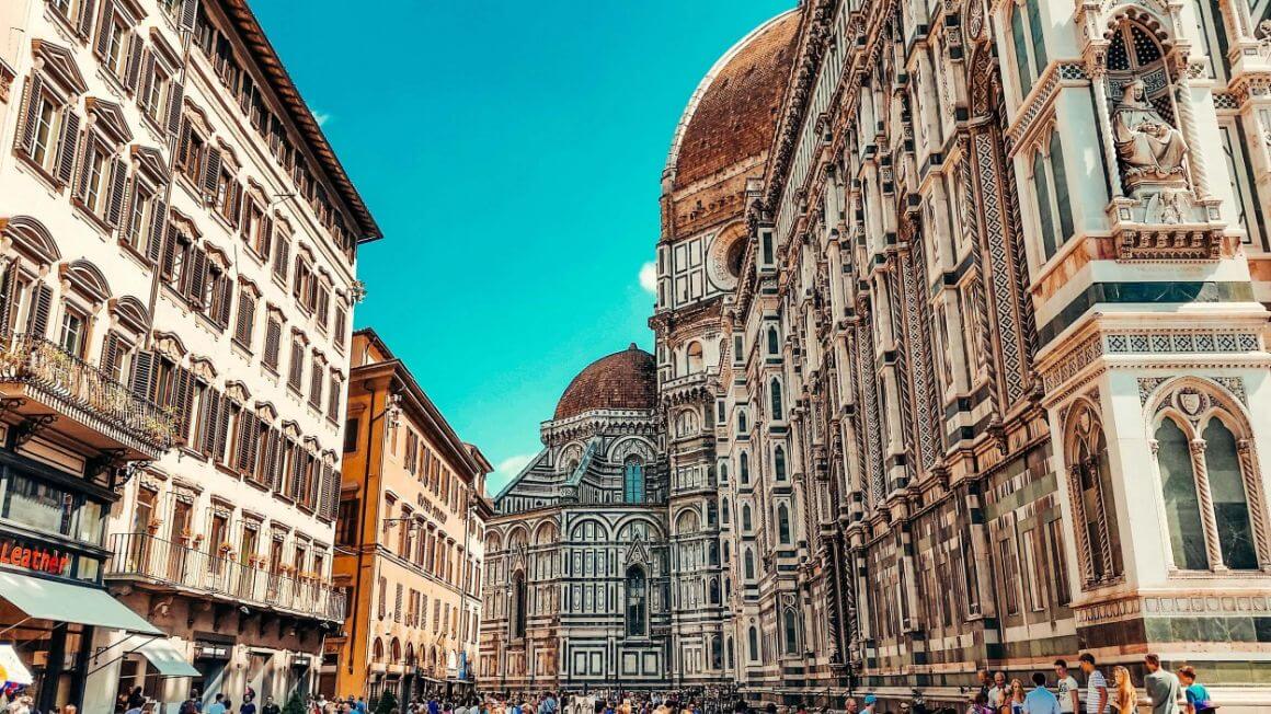 the famous duomo building in downtown florence italy