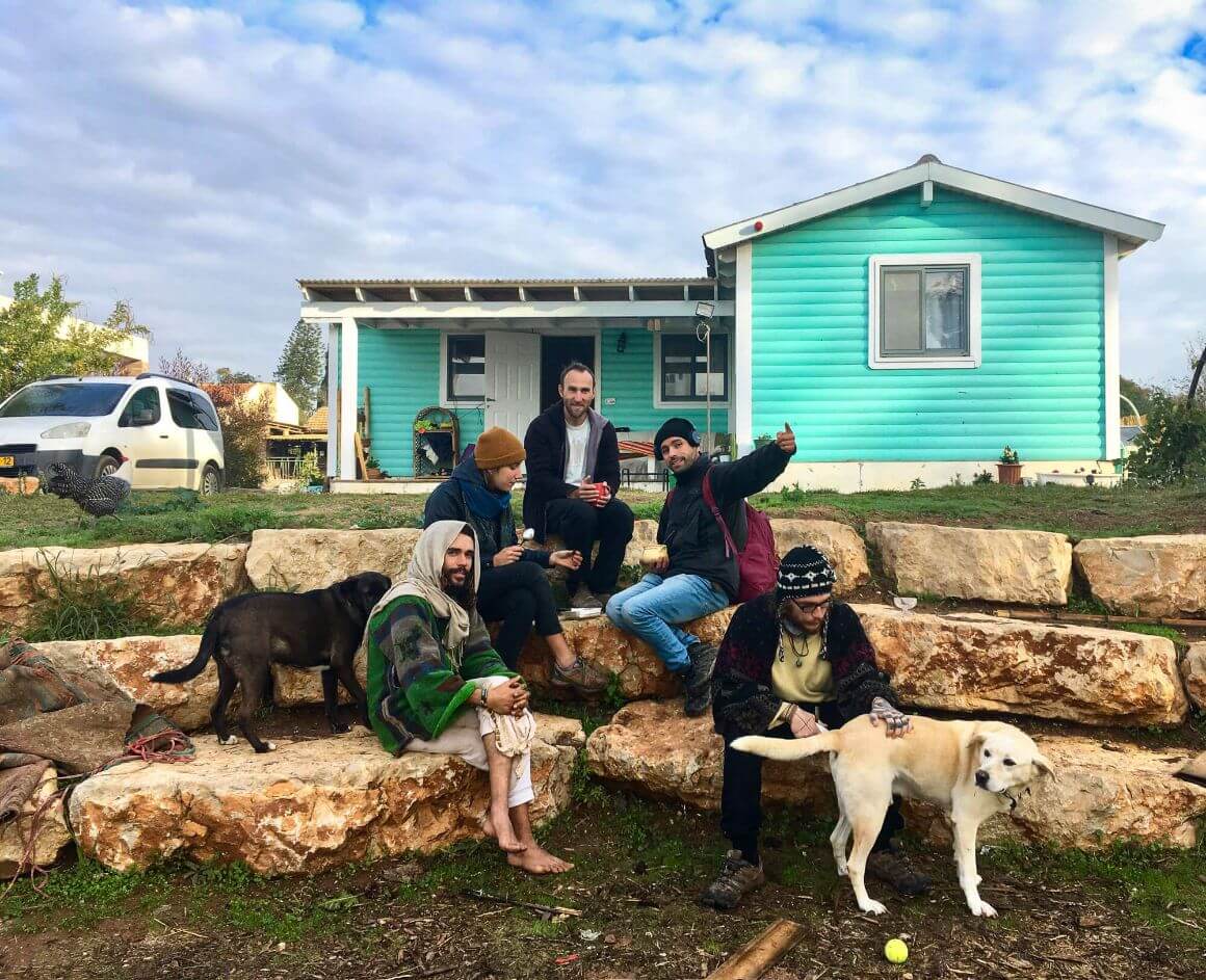 a group of volunteers and friends at an organic farm project in Israel