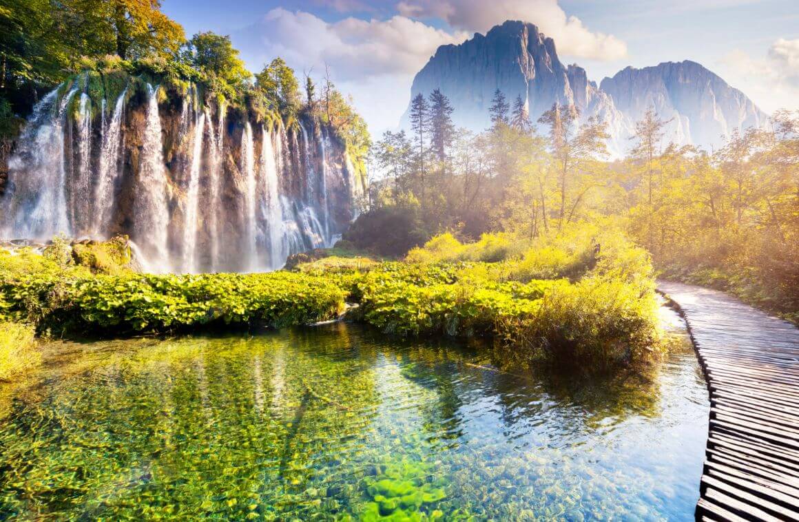 Croatia waterfall in Plitvice Lakes Park