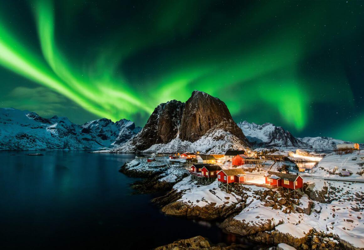 aurora borealis over harmony village