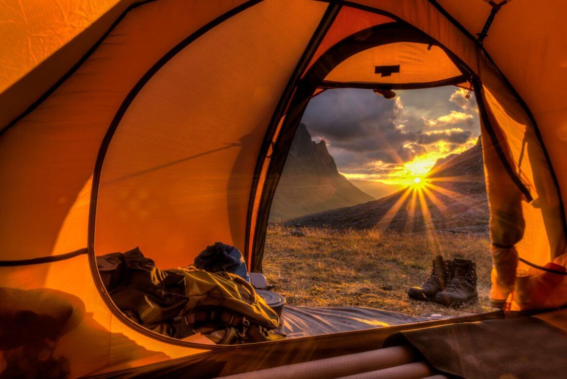 Sunrise inside a tent